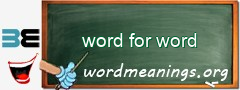 WordMeaning blackboard for word for word